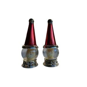 Neiman Marcus Towle Silversmiths Santa Snow globe Salt & Pepper Set 5"